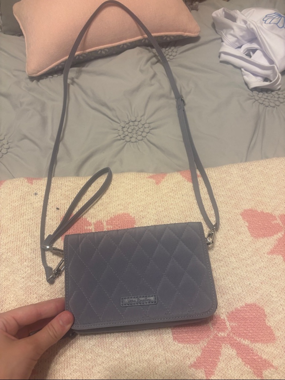 Vera Bradley Quilted Crossbody Wallet - Blue Gray